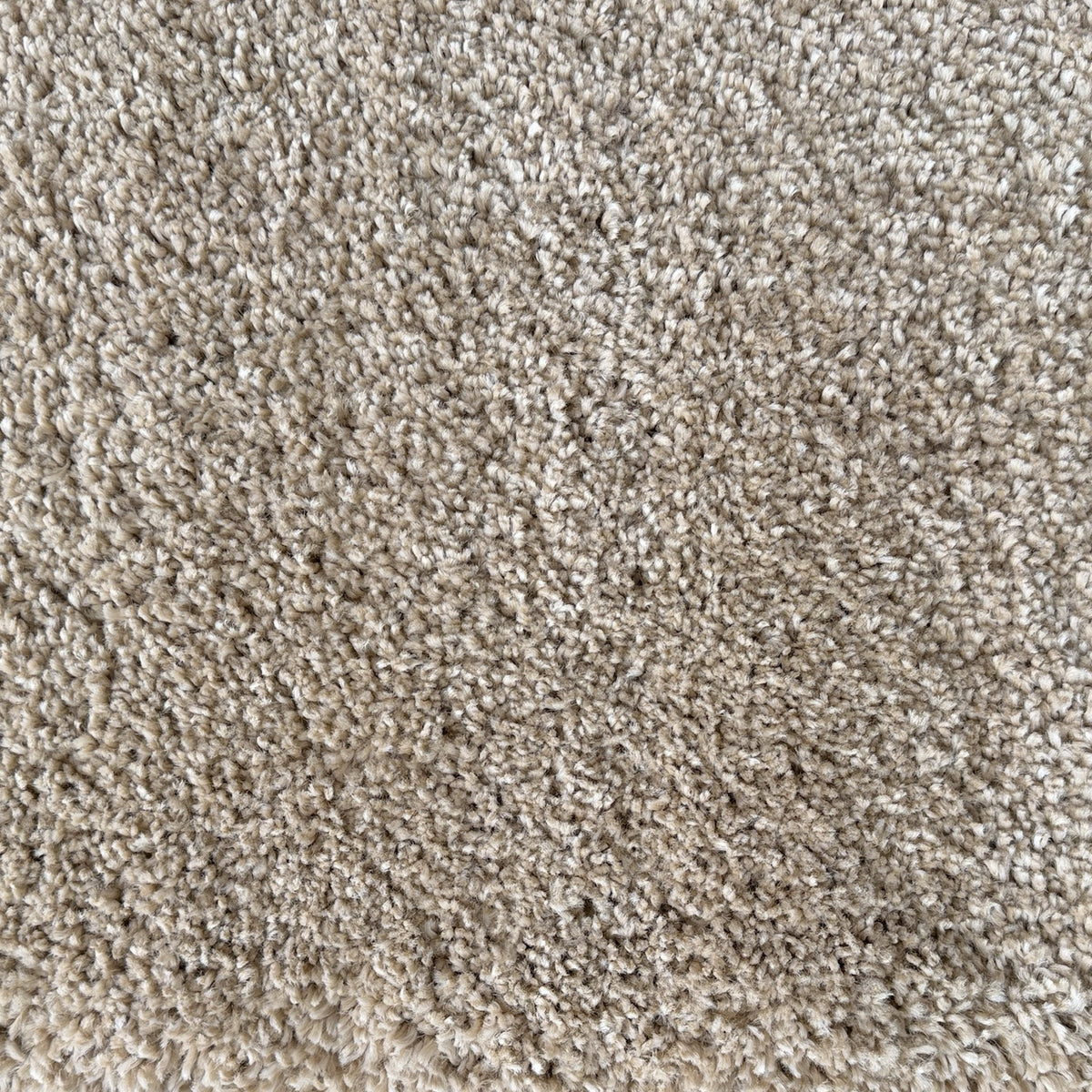 Close view of the soft oatmeal plush pile