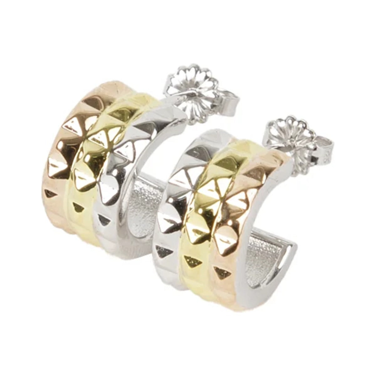 Tri-Tone Rock Me Hoops side on, showing three metal tones