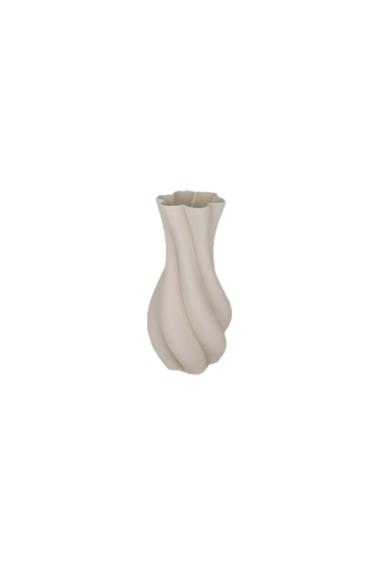 X-Small Sabine 3D ceramic bud vase in warm milk with a gentle twist