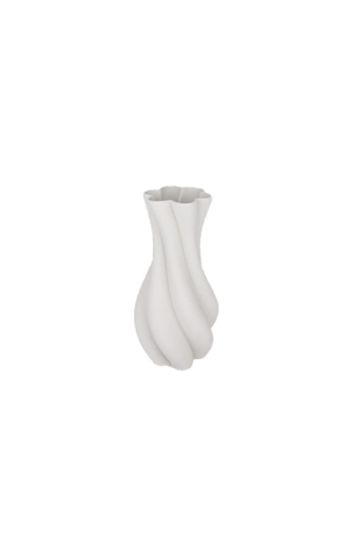 X-Small Sabine 3D ceramic bud vase in white with a petal-like flared rim