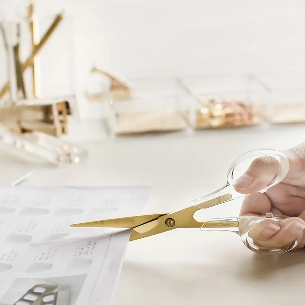 Acrylic Gold Scissors – Luxe Clear Desk Scissors