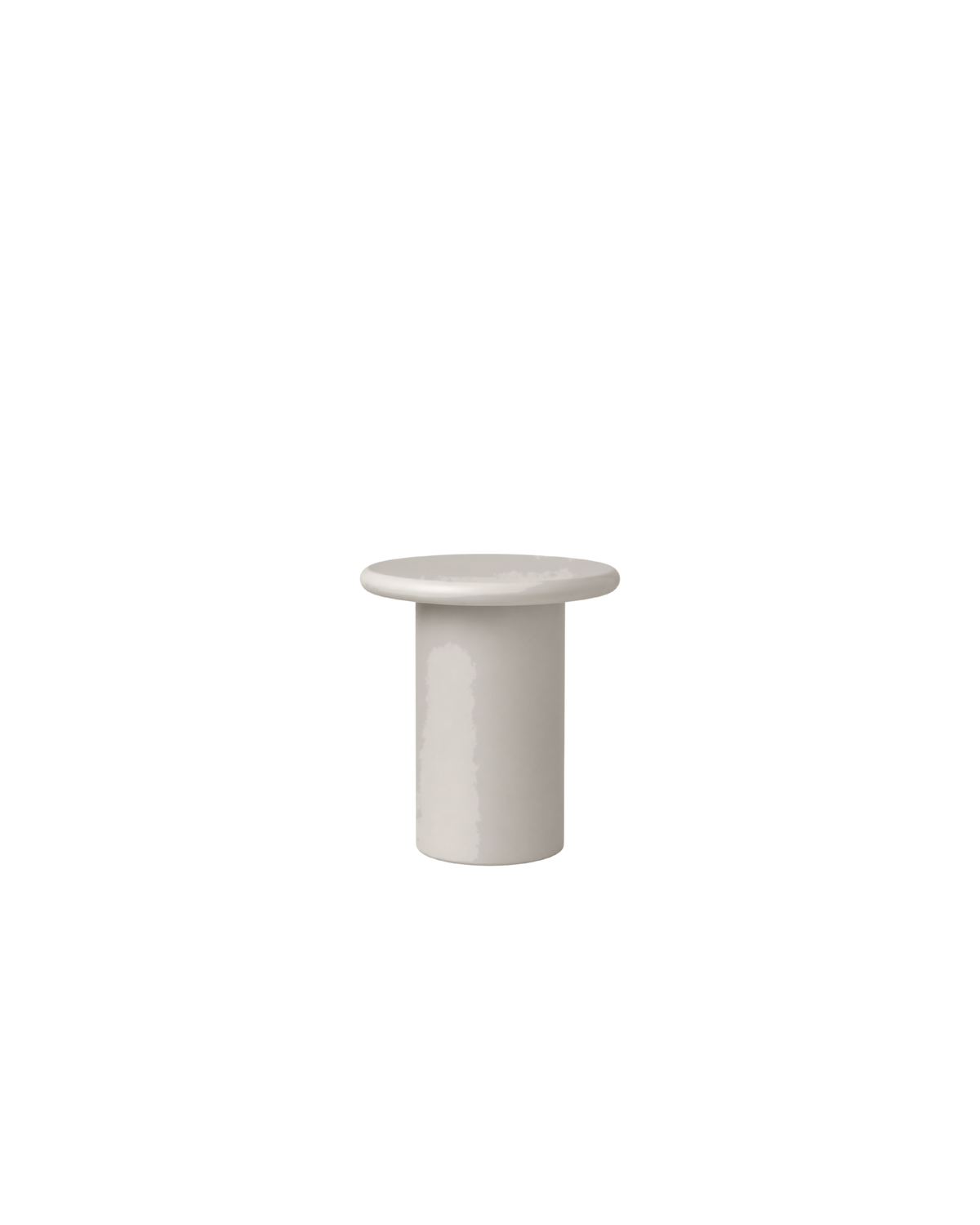 Skov Side Table by Ned Collections in Cashmere, round top on a single column base, on a white background