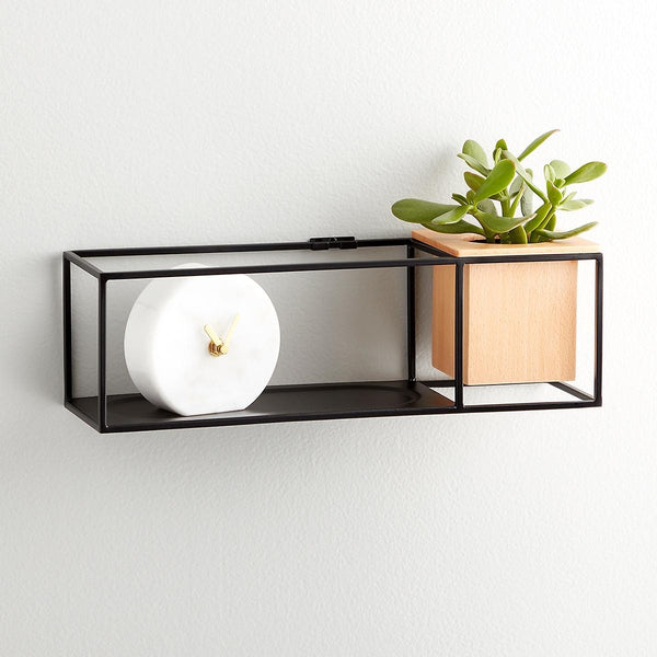 Umbra Cubist Shelf – Sand/Black (Small) | Floating Shelf + Planter