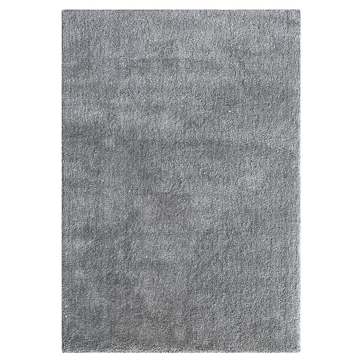 Symara Ash Grey Rug with a soft textured shag pile, shown flat