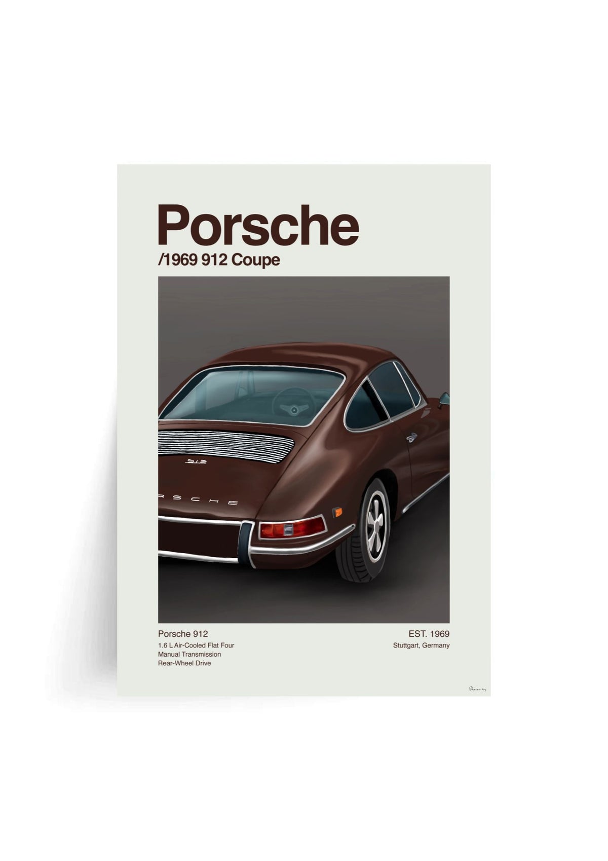 The 912 Coupe Print by Papier HQ unframed on matte card