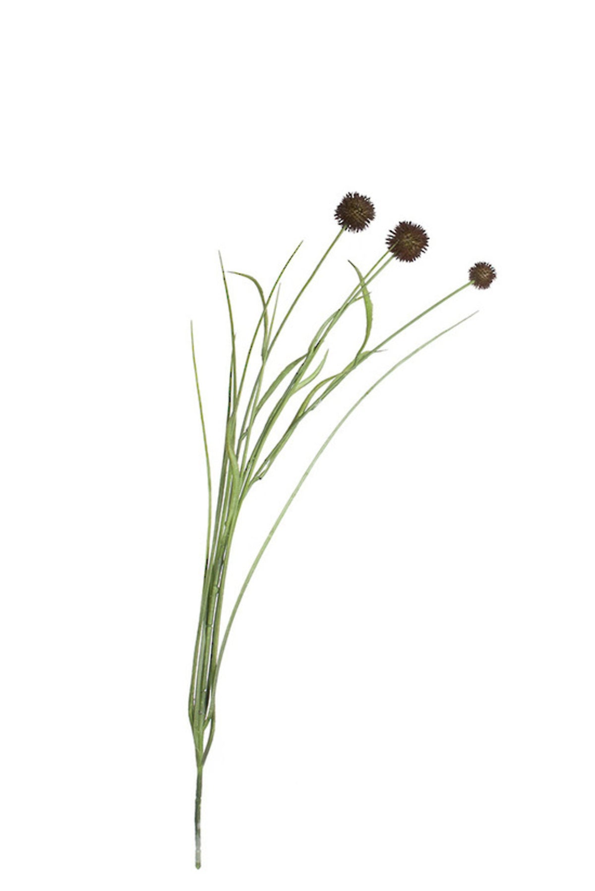 Thistle spray in aubergine, 67cm faux globe thistle stem with three dark plum heads