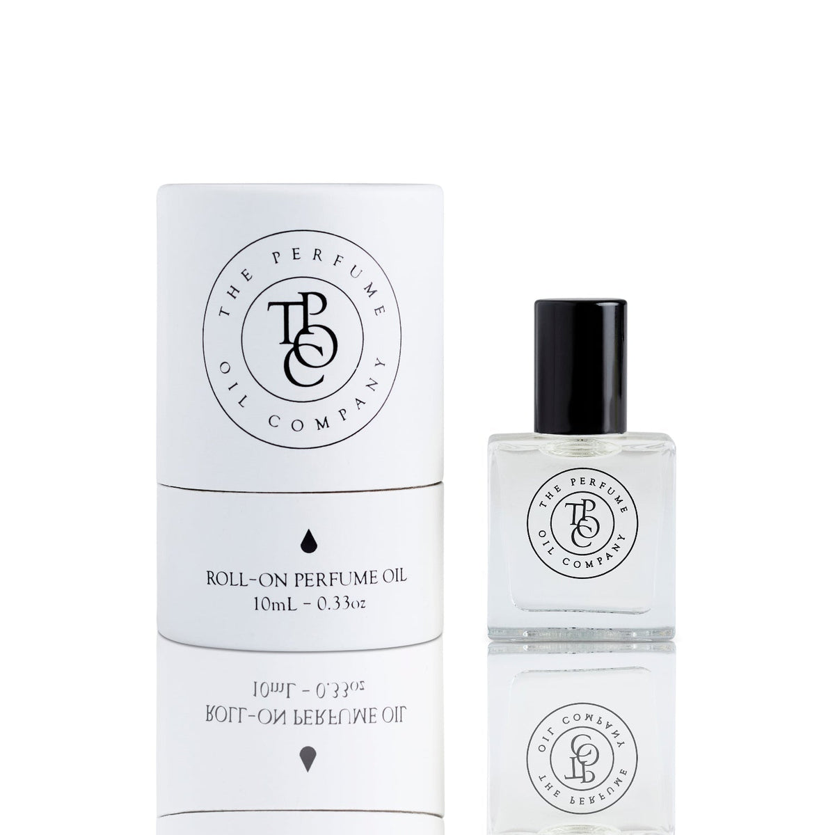 The Perfume Oil Company tube carton beside a perfume oil spray bottle