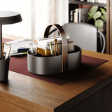 Black and walnut Umbra Bellwood Caddy, portable storage organiser
