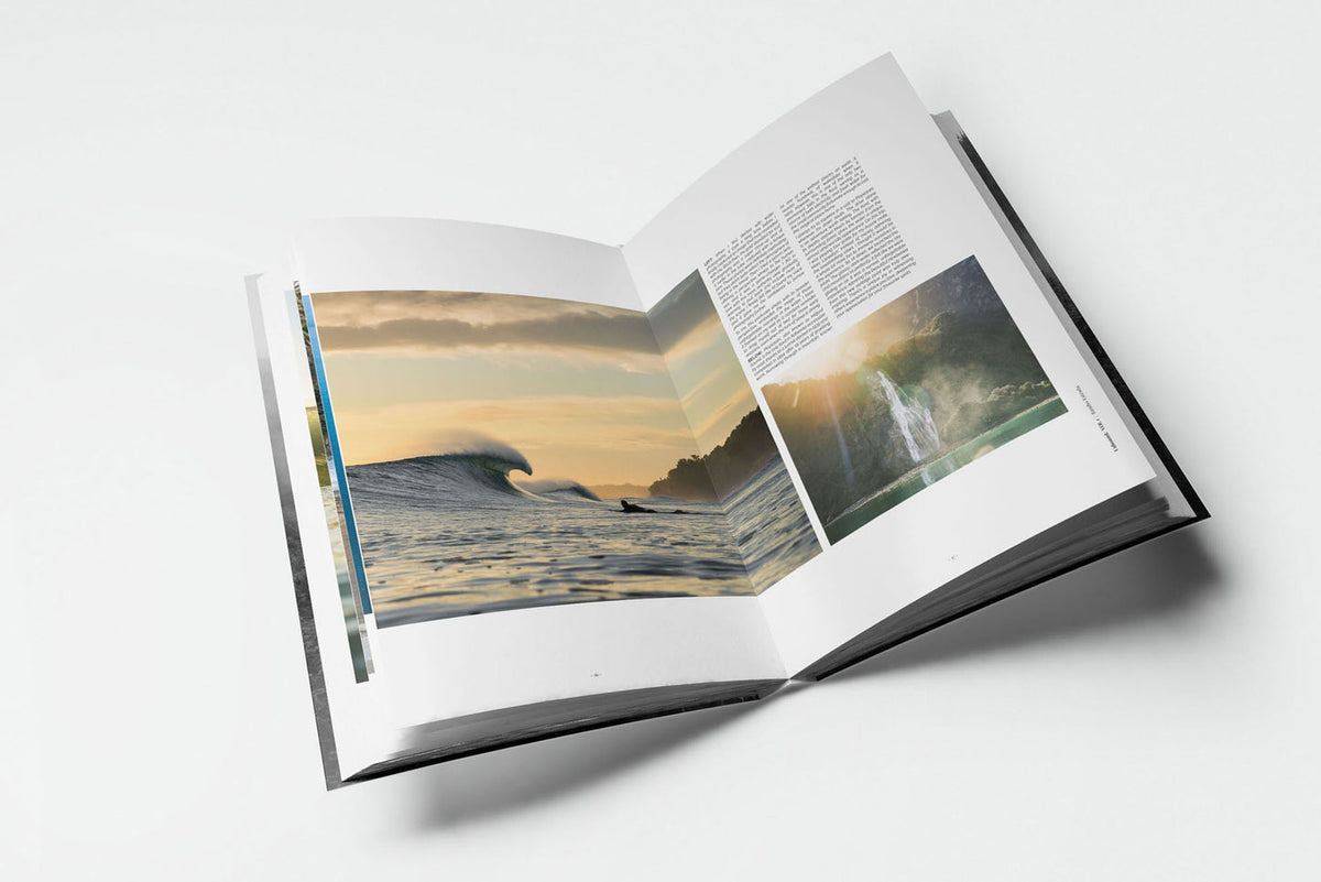 Unbound Vol 1 page spread showing a surfer