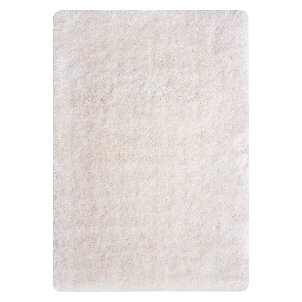 Venus Snow Rug, a white deep shag pile rug shown flat on white