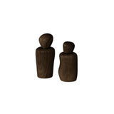 Wavy salt and pepper shakers in dark brown wood with handcrafted finish