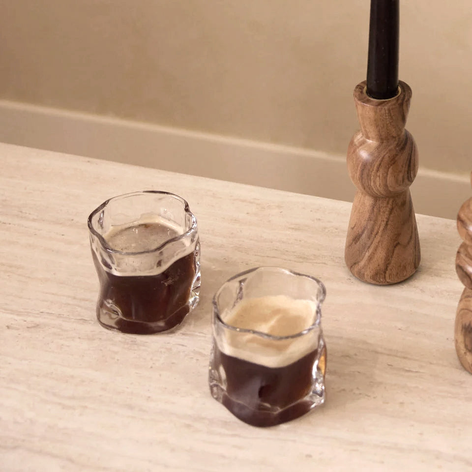 Wavy Textured Glasses (Set of 2) – Stackable Tumblers