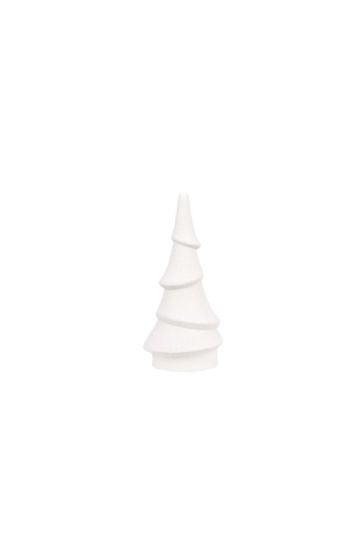 Small white terracotta Christmas tree with a simple layered silhouette, 20cm