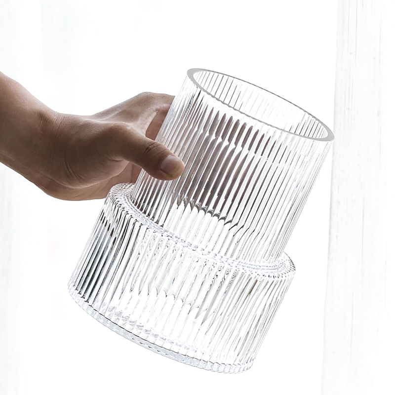 Wide Ribbed Glass Vase
