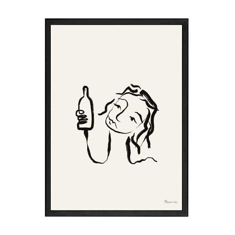 Wine All Day Print by Papier HQ in a matte black frame