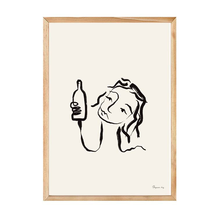 Wine All Day Print by Papier HQ in a natural timber frame