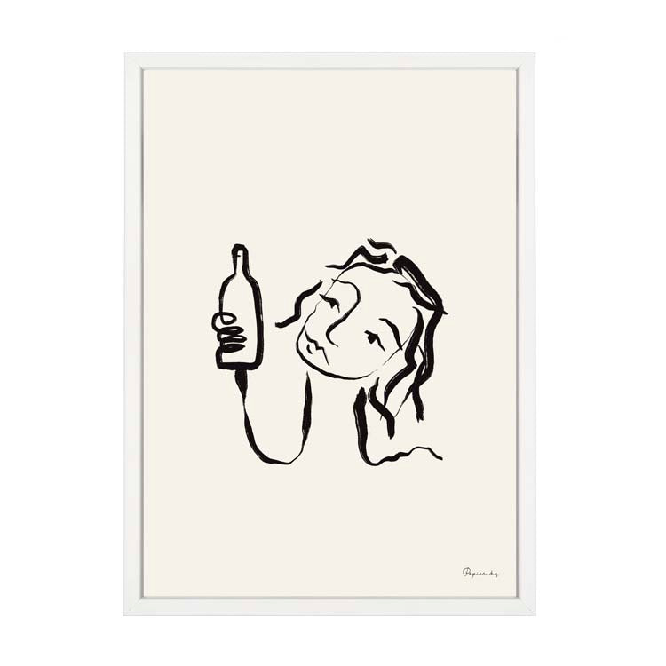 Wine All Day Print by Papier HQ in a matte white frame
