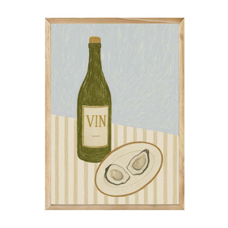 Wine and Dine Print by Papier HQ in a natural timber frame