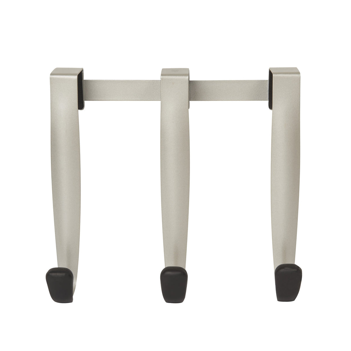 Umbra Schnook over-the-door three hook rail in nickel with black tips