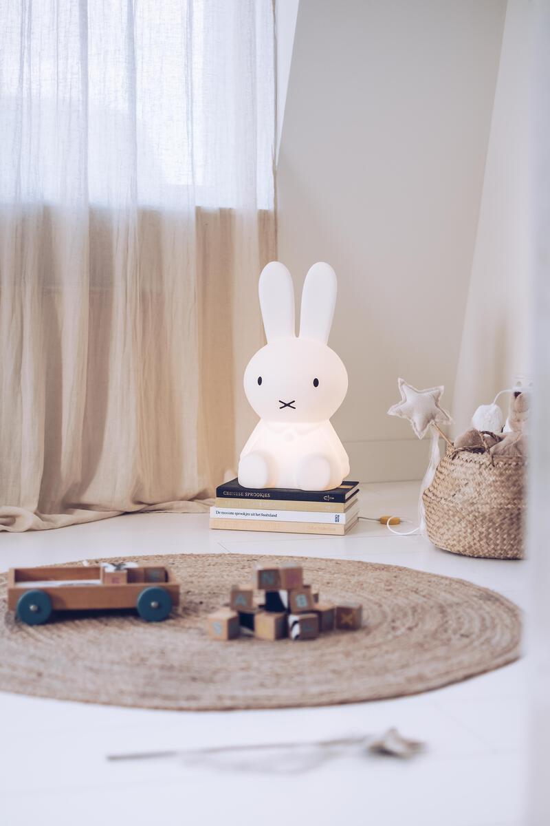 Mr Maria Miffy Star Light bunny lamp sitting on a rug