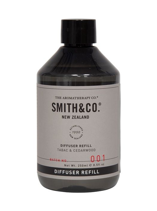 The Aromatherapy Co Smith & Co Diffuser Fluid Refill - Tabac & Cedarwood with Leather and Tabac or Orange and Cedarwood scents. Perfect for use with the Diffuser vessel.