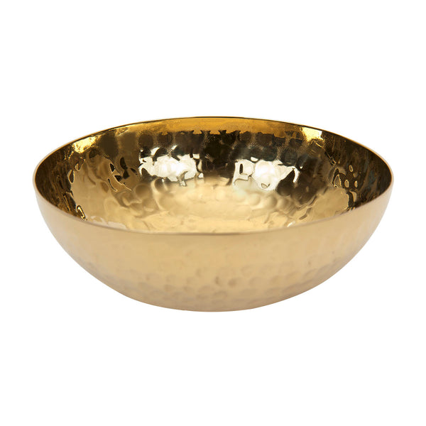 Zakkia Hammered Bowl - Brass on a white background.