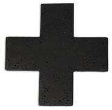 A Zakkia Concrete Cross Trivet - Black on a white background.