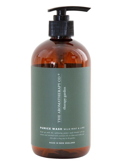 An Therapy® Garden Hand & Body Wash - Wild Lime & Mint with a black handle. Brand Name: The Aromatherapy Co
