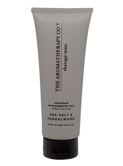 The Aromatherapy Co's Therapy® Man Face Balm - Sandalwood & Sea salt is a moisturizer that provides SPF15 protection.