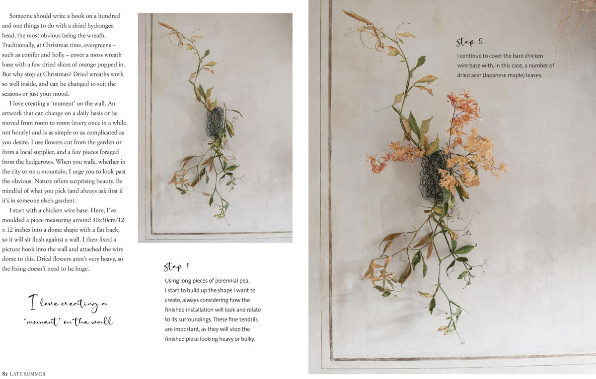 The Flower Hunter page spread showing a floral arrangement