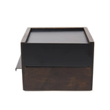 A black Umbra MINI STOWIT JEWELRY BOX WALNUT/BLACK with a black lid.