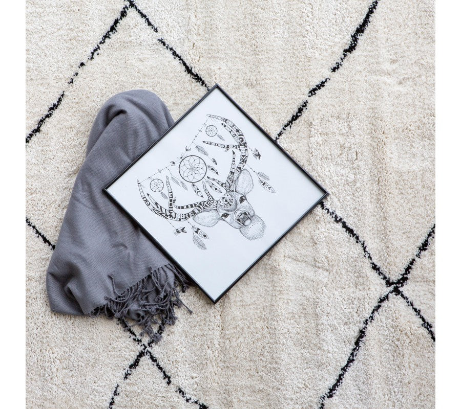 Evie Rug in Nordic Cream & Black – Soft Pile Scandi Rug