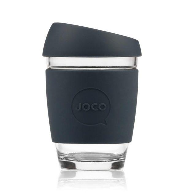 Joco Cups | Takeaway Cup - 12oz in black with a lid.