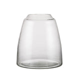 A Zakkia Tapered Vase - Clear, with a clear and tactile finish, showcased on a white background.