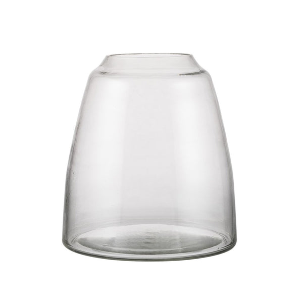 A Zakkia Tapered Vase - Clear, with a clear and tactile finish, showcased on a white background.