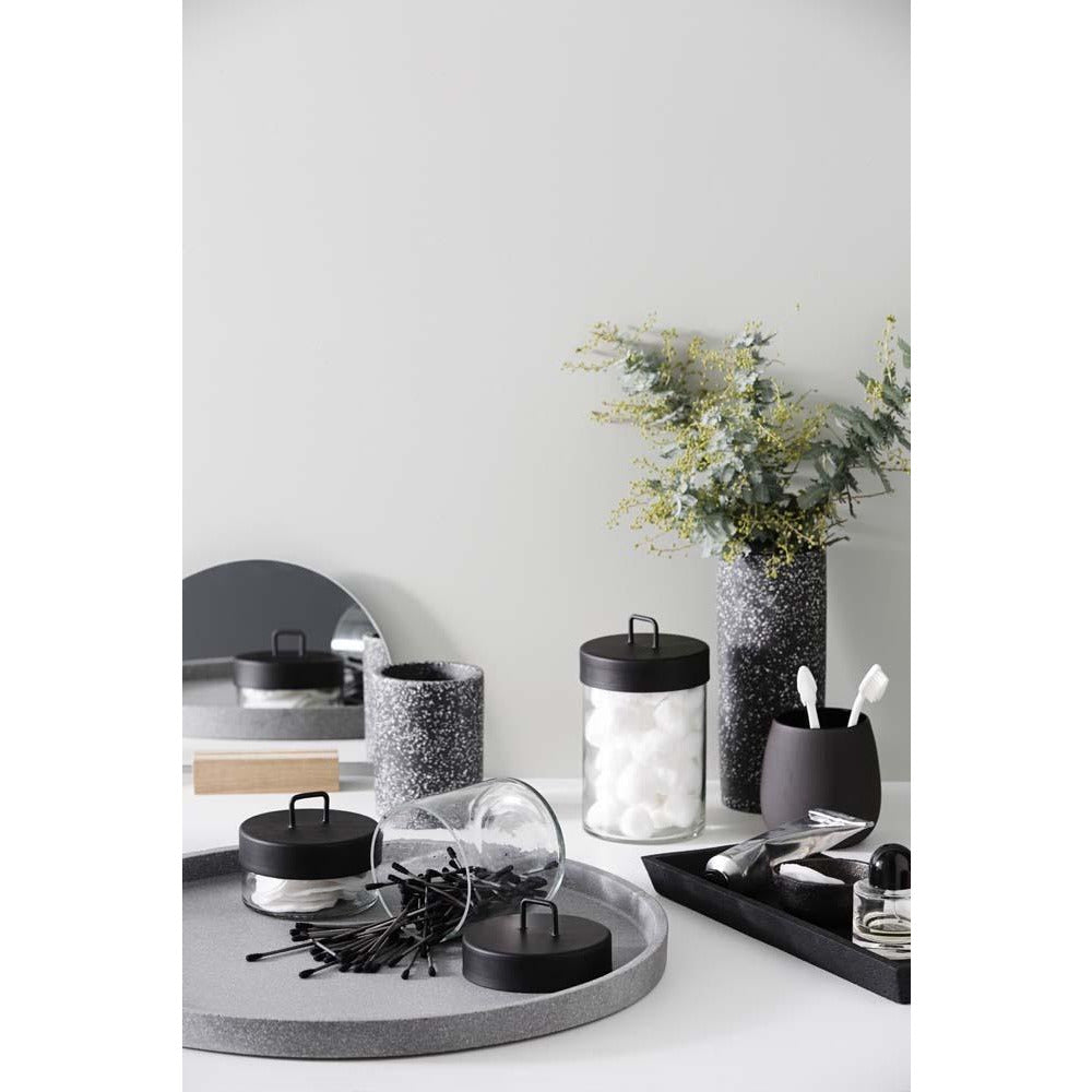 Terrazzo Vessel, Black Polystone Vase and Storage