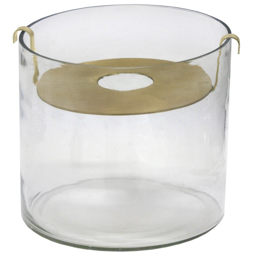 A Zakkia Botanical Vase - Small Brass container with a gold lid.