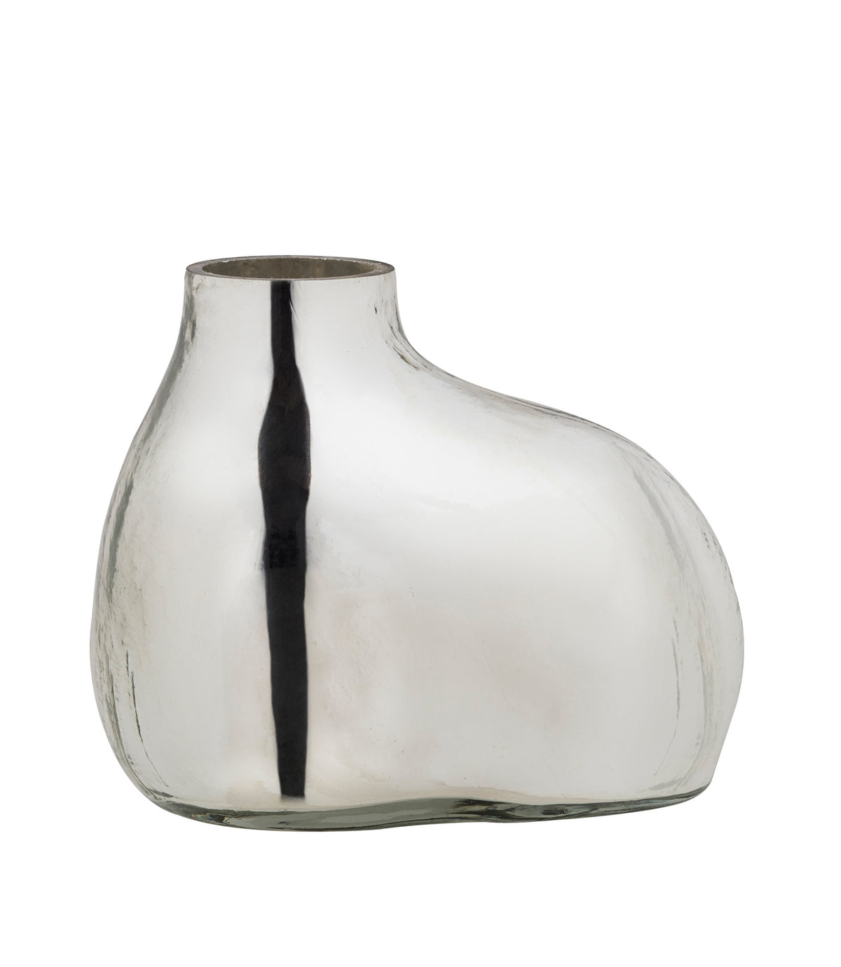 A Zakkia Bulb Vase Rounded - Silver with a silver finish on a white background.
