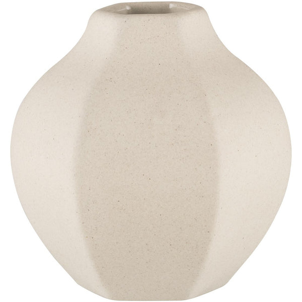 A Carved Vase Rounded - Natural by Zakkia on a white background.