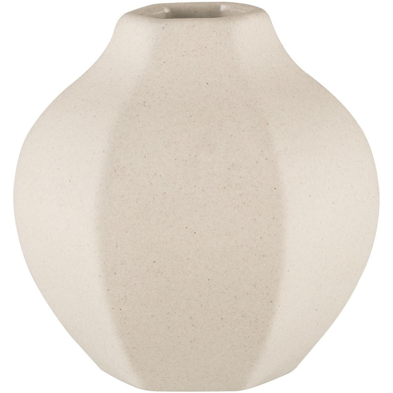 A Carved Vase Rounded - Natural by Zakkia on a white background.