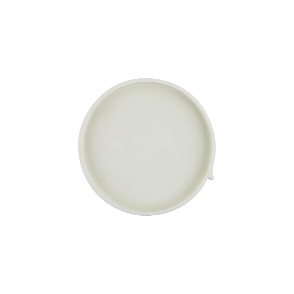 Burlap round tray seen from above, on white