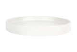 A white round Tab Plate - Various Sizes by Zakkia on a white surface, microwave safe and dishwasher safe.