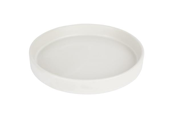 A white Tab Plate - Various Sizes bowl on a white surface, dishwasher safe.