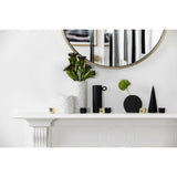 A Zakkia black and white mantel with vases, a mirror and a Tealight Candle Holder - Set of 3 Brass.