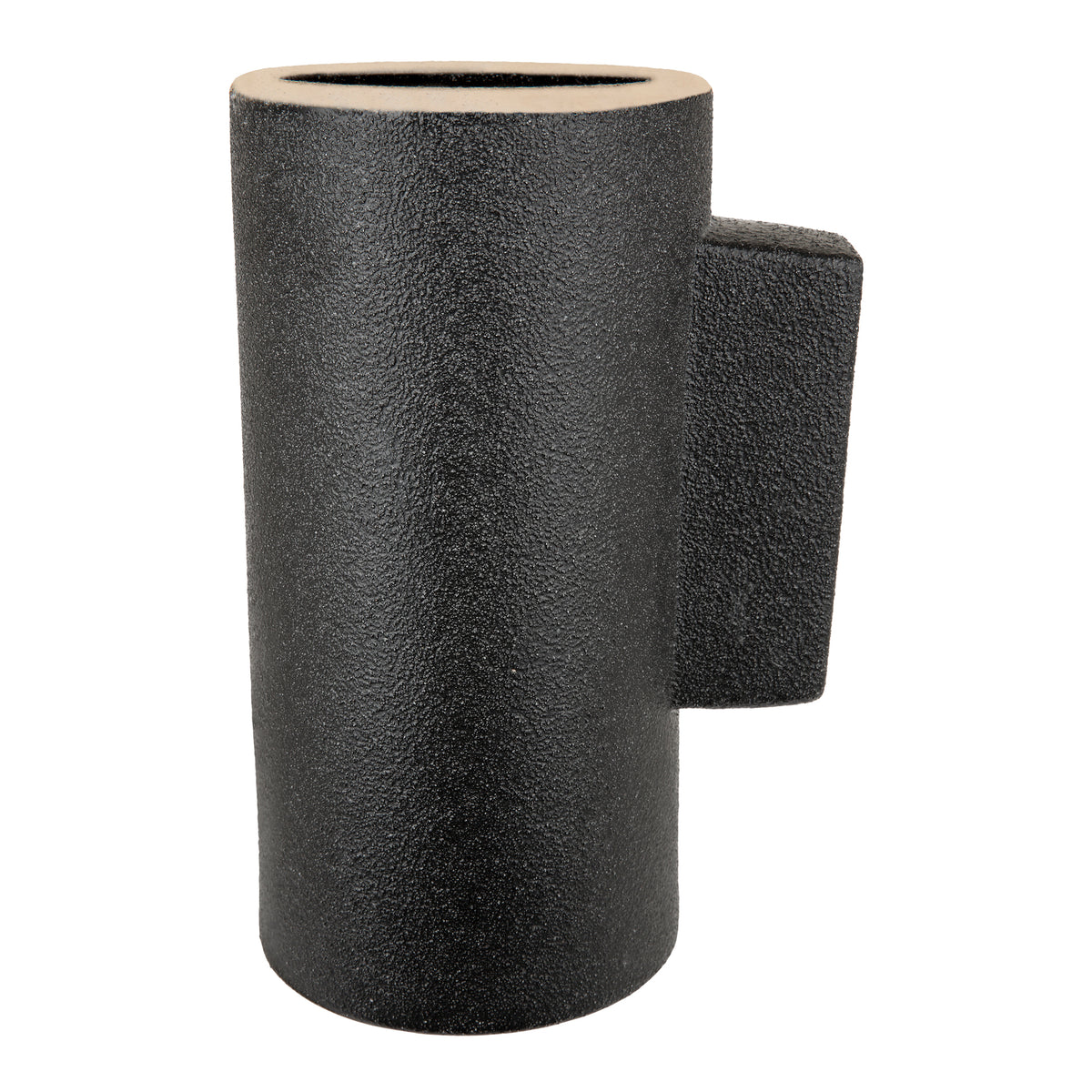 A Zakkia Embers Wall Planter - Large Charred with a wooden handle and an organic finish.