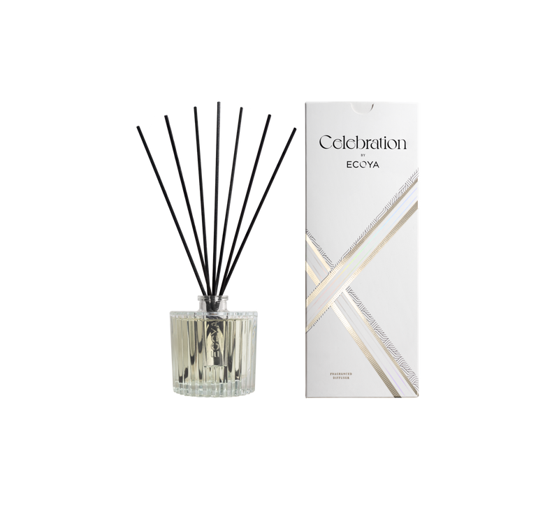 Scandinavian home fragrance with a white musk and warm vanilla scented diffuser for an Ecoya Celebration.