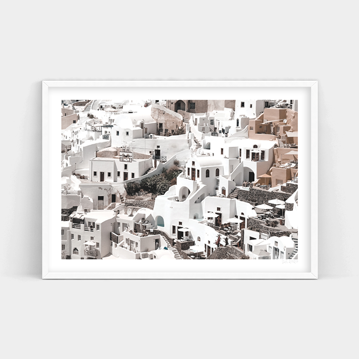 Art Prints - Santorini Olympia print available with delivery.