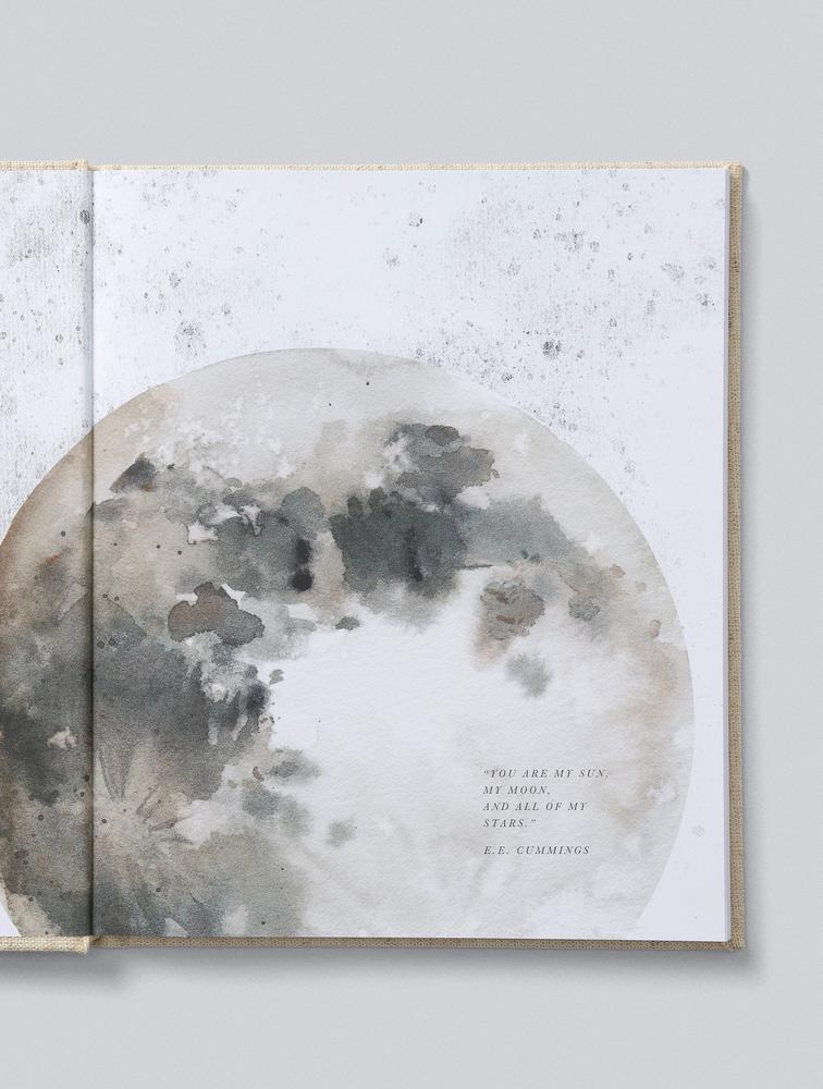 21 Years Memory Keepsake Journal by Write To Me with a watercolour moon illustration