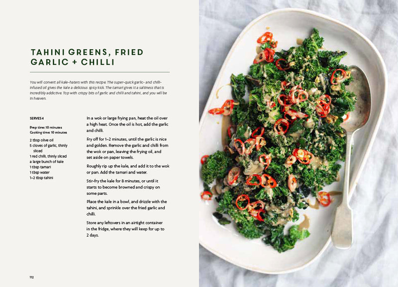 A recipe for Taiwanese kale salad with garlic and chilli can be found in the book Salad | 70 delicious recipes for every occasion.