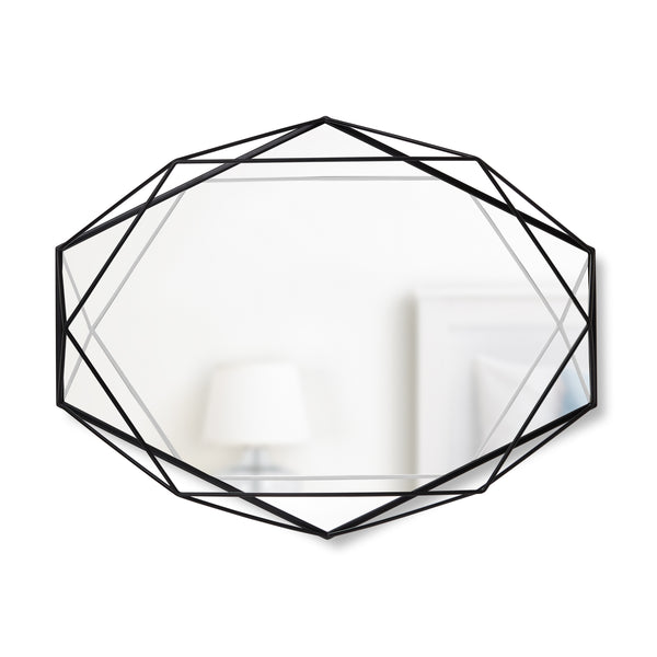 The Prisma Mirror - Black, from the Umbra range, features an eye-catching geometric design.